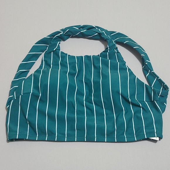 Teal Stripe & Leaves Bikini - Picture 4 of 7